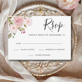 Elegante Roze Rozen Bruiloft RSVP Kaartje