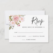 Elegante Roze Rozen Bruiloft RSVP Kaartje (Voorkant)