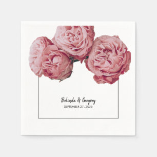 Elegante Roze Rozen Bruiloft  Servet