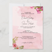 Elegante Roze Rozen Bruiloft Uitnodiging (Voorkant)