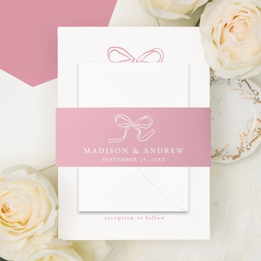 Elegante Roze Rozen Bruiloft Uitnodigingen Wikkel