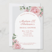 Elegante Roze Rozen Bruiloftsborrel Kaart (Voorkant)