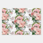 Elegante Roze Rozen Collage Inpakpapier Vel (Voorkant)