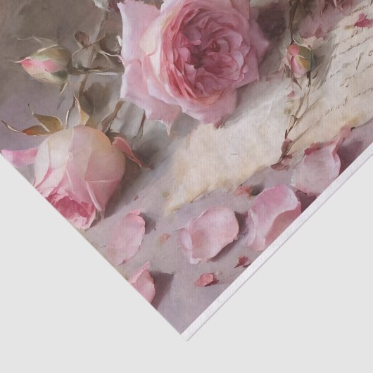 Elegante Roze Rozen Decoupage Tissuepapier (Detail)