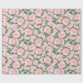 Elegante Roze Rozen en Monstera bladeren Bloemen Cadeaupapier (Vlak)