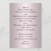 Elegante roze rozen en parels bruiloft menu Kaart (Achterkant)