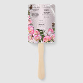 Elegante roze rozen en parels bruiloft programma handwaaier (Achterkant)