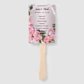 Elegante roze rozen en parels bruiloft programma handwaaier (Voorkant)