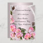 Elegante Roze Rozen En Parels Ontvankaart Kaart (Voorkant / Achterkant)