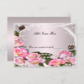 Elegante Roze Rozen En Parels Tafelkaart Kaart (Voorkant / Achterkant)