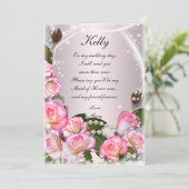 Elegante Roze Rozen En Parels Trouvaillekaart Voor Kaart (Staand voorkant)