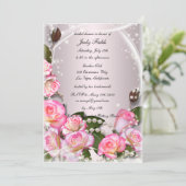 Elegante roze rozen en parels Vrijgezellenfeest ui Kaart (Staand voorkant)