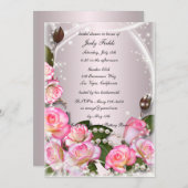 Elegante roze rozen en parels Vrijgezellenfeest ui Kaart (Voorkant / Achterkant)