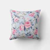 Elegante roze rozen en witte bloemen patroon kussen (Achterkant)