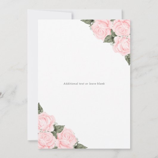 Elegante roze rozen foto herdenkingsdienst begrafe kaart (Achterkant)