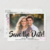Elegante Roze Rozen Foto Save the Date Bruiloft Briefkaart (Voorkant / Achterkant)