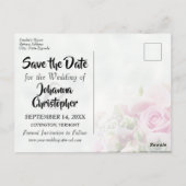 Elegante Roze Rozen Foto Save the Date Bruiloft Briefkaart (Achterkant)