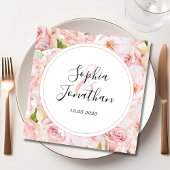 Elegante roze rozen gepersonaliseerde bruiloft servet