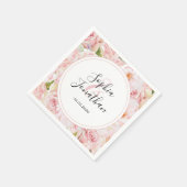 Elegante roze rozen gepersonaliseerde bruiloft servet (Hoek)