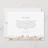 Elegante Roze Rozen & Glitter "Dank u" Kaart (Achterkant)