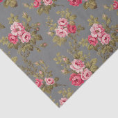 Elegante  Roze Rozen-Grijze Achtergrond Tissuepapier (Detail)