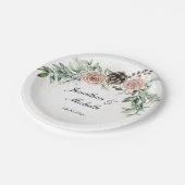 Elegante  Roze Rozen Groen Papieren Bordje (Gekanteld)