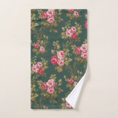 Elegante Roze Rozen-Groene Achtergrond Bad Handdoek (Handdoek)