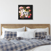 Elegante Roze Rozen Hoop Typografie Canvas Afdruk (Insitu (Slaapkamer))
