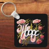 Elegante Roze Rozen Hoop Typografie Sleutelhanger (Voorkant)