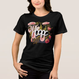 Elegante Roze Rozen Hoop Typografie Tri-Blend Shirt