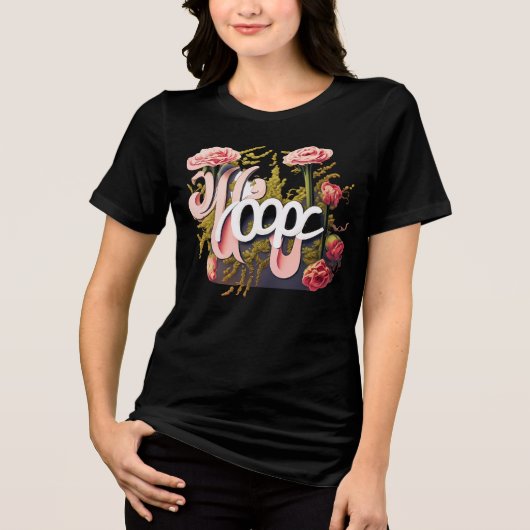 Elegante Roze Rozen Hoop Typografie Tri-Blend Shirt (Voorkant)