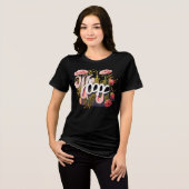 Elegante Roze Rozen Hoop Typografie Tri-Blend Shirt (Voorkant volledig)
