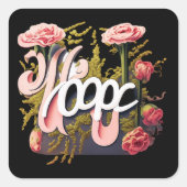 Elegante Roze Rozen Hoop Typografie Vierkante Sticker (Voorkant)