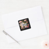 Elegante Roze Rozen Hoop Typografie Vierkante Sticker (Envelop)