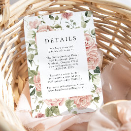 Elegante Roze Rozen Huwelijksdetails Kaart
