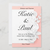 Elegante Roze Rozen Huwelijksuitnodiging Kaart (Voorkant)