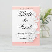 Elegante Roze Rozen Huwelijksuitnodiging Kaart (Staand voorkant)