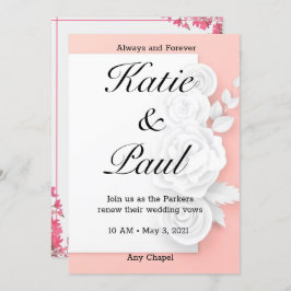 Elegante Roze Rozen Huwelijksuitnodiging Kaart