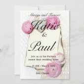 Elegante Roze Rozen Huwelijksuitnodiging Kaart (Voorkant)