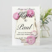 Elegante Roze Rozen Huwelijksuitnodiging Kaart (Staand voorkant)