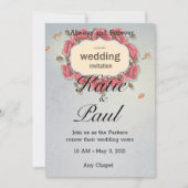 Elegante Roze Rozen Huwelijksuitnodiging Kaart (Voorkant)