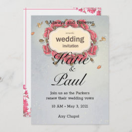 Elegante Roze Rozen Huwelijksuitnodiging Kaart