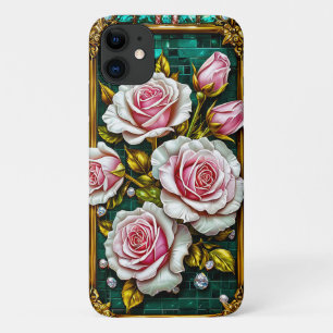 Elegante Roze Rozen in een Luxe Goud Case-Mate iPhone Case
