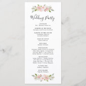 Elegante roze rozen kalligrafie bruiloft programmakaart (Achterkant)