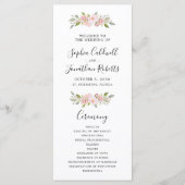 Elegante roze rozen kalligrafie bruiloft programmakaart (Voorkant)