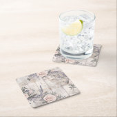 Elegante Roze Rozen Lavendel Trouwpapier Onderzett Kartonnen Onderzetters (Insitu)