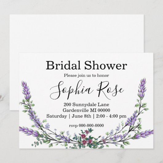 Elegante roze rozen lavendel Vrijgezellenfeest Kaart (Voorkant / Achterkant)