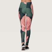 Elegante roze rozen leggings op een donkere achter (Achterkant)