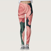 Elegante roze rozen leggings op een donkere achter (Voorkant)