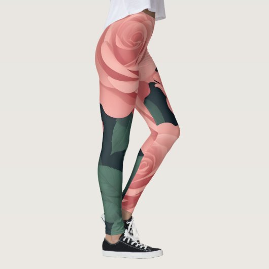 Elegante roze rozen leggings op een donkere achter (Rechts)